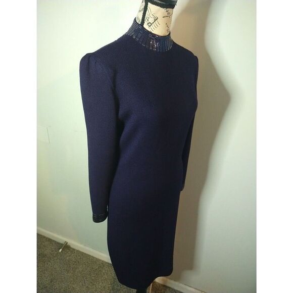 St John Wool & Linen Open Back Puff Sleeve  dress Purple Sz 4  Boho Vintage Y2k - Picture 4 of 15